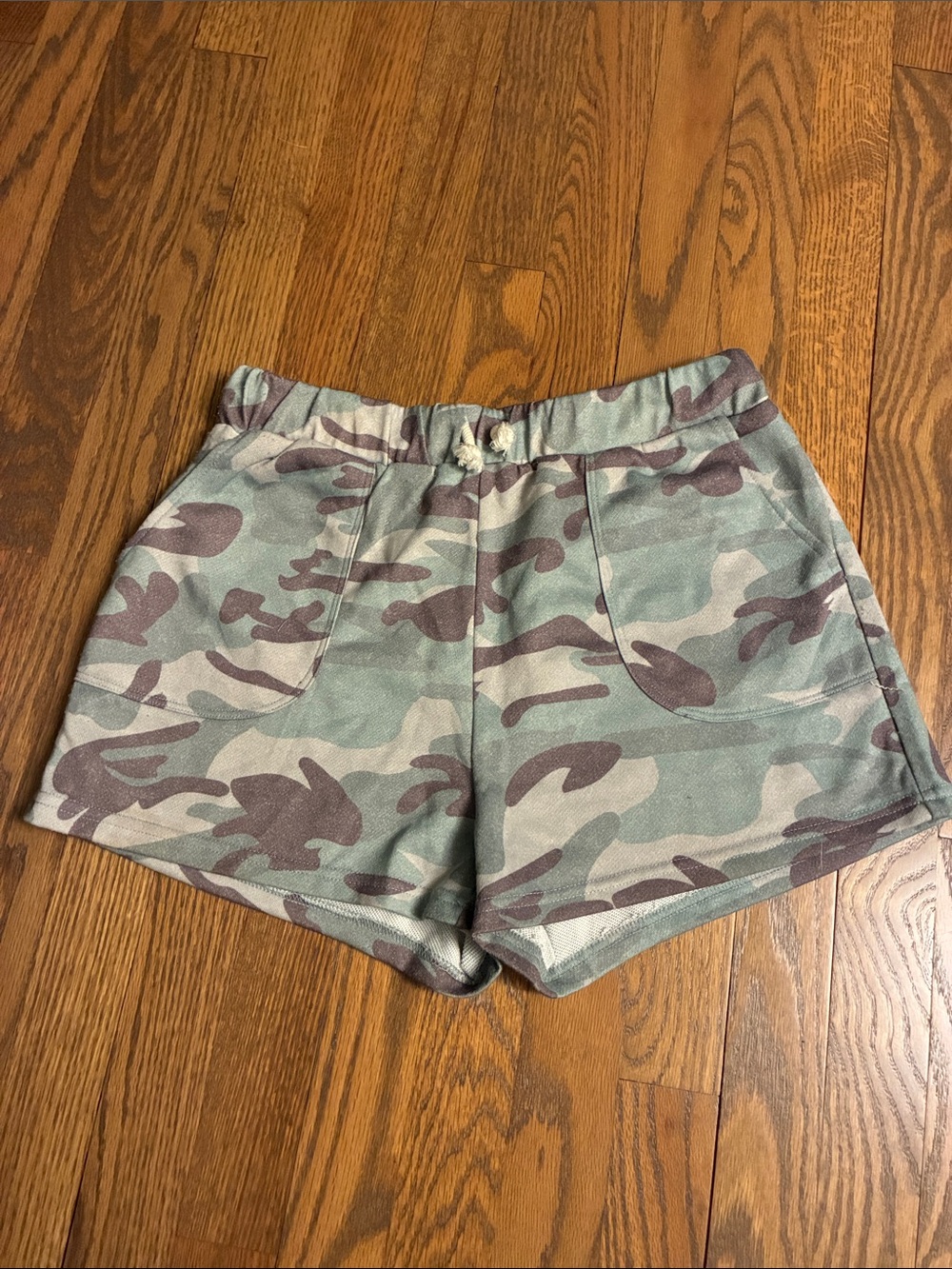 SHEIN Green and Gray Camo Athletic Shorts
